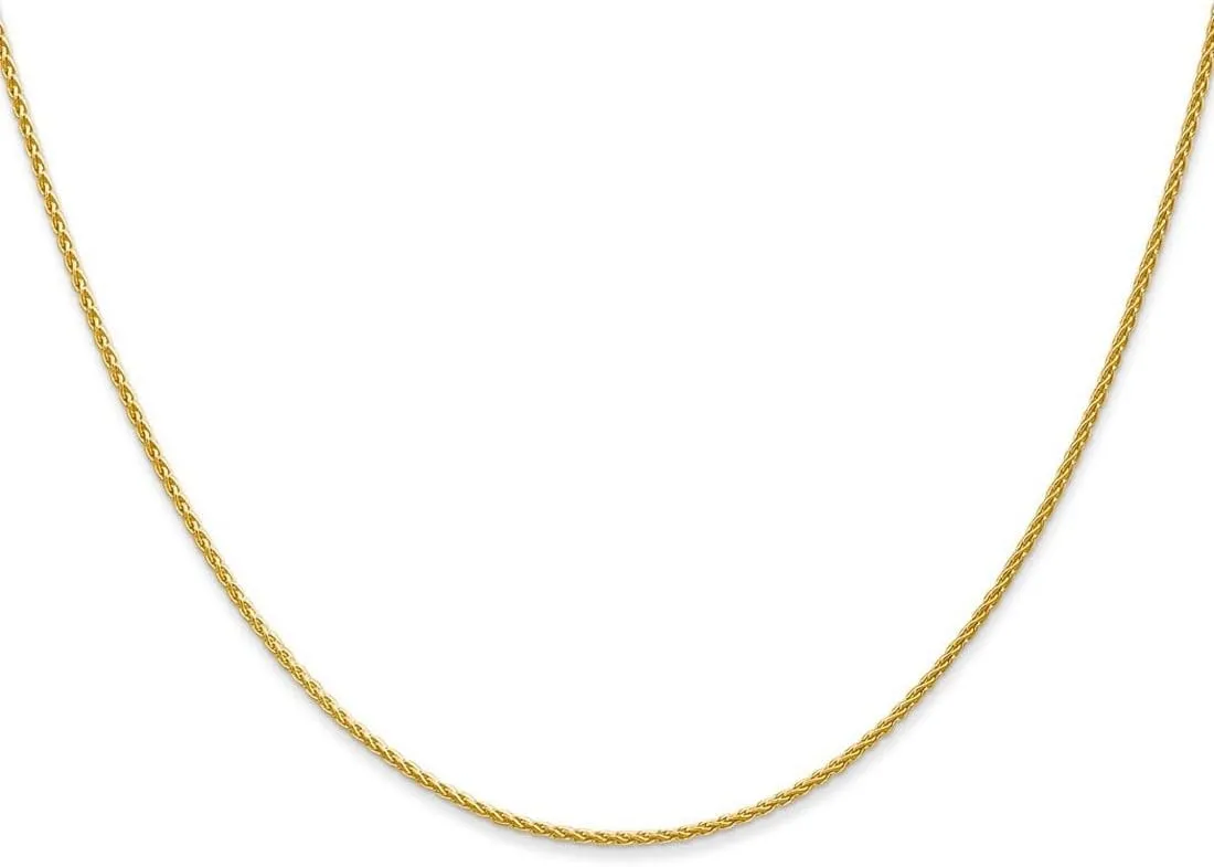 JewelryWeb 14k Yellow Gold 1.2mm Round Wheat Chain Ankle Bracelet Anklet for Women and Men