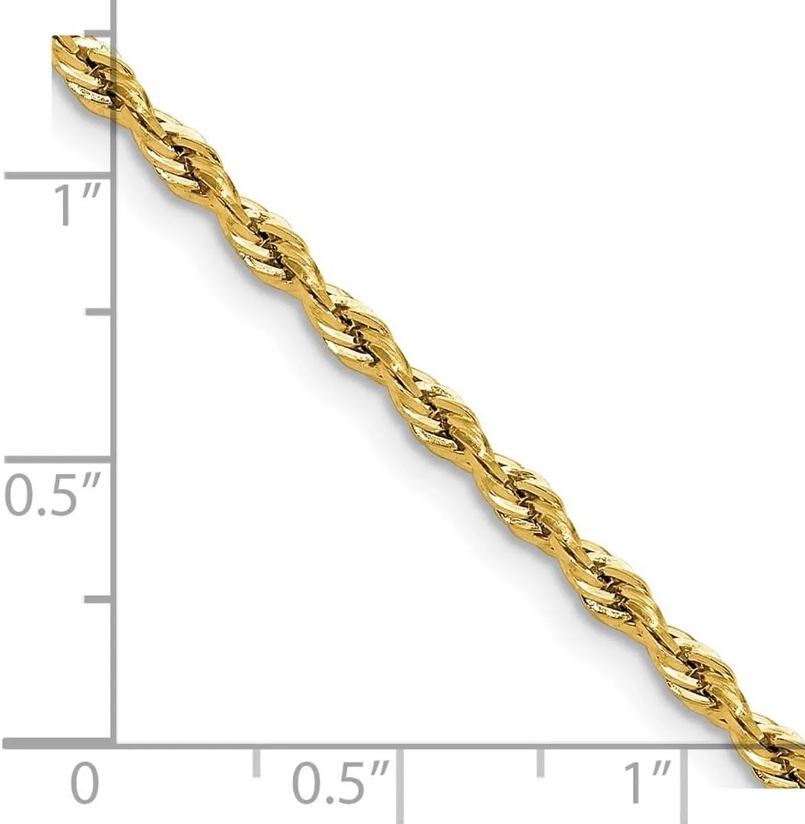 JewelryWeb 14k Yellow Gold 2.5mm Semi solid Rope Chain Bracelet Link-Bracelet for Women and Men