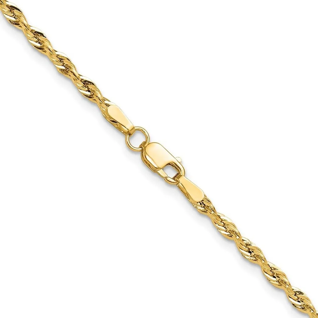 JewelryWeb 14k Yellow Gold 2.5mm Semi solid Rope Chain Bracelet Link-Bracelet for Women and Men