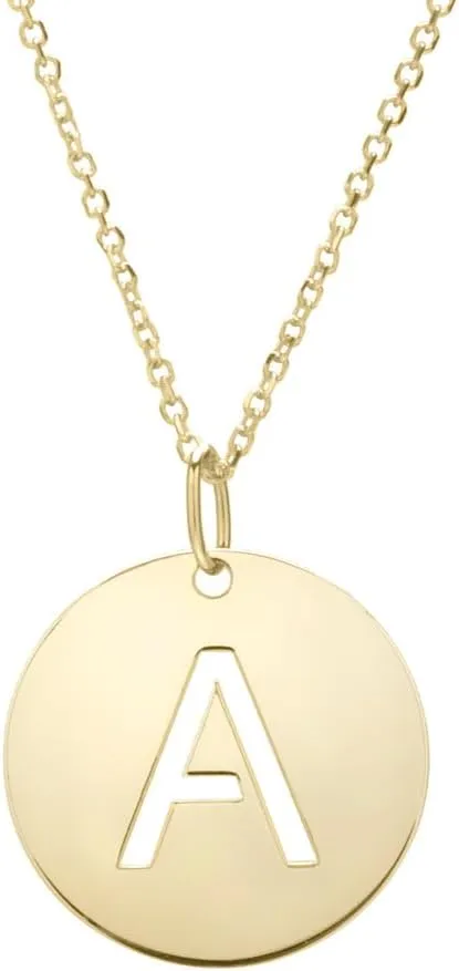 JewelryWeb 14k Yellow Gold Polished Letter Name Personalized Monogram Initial a Necklace With Lobster Clasp 18 Inch Pendant-Necklace for Women