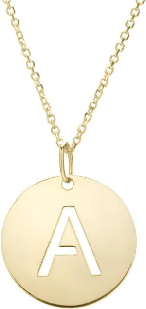JewelryWeb 14k Yellow Gold Polished Letter Name Personalized Monogram Initial a Necklace With Lobster Clasp 18 Inch Pendant-Necklace for Women