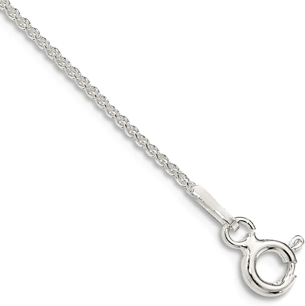 JewelryWeb 925 Sterling Silver 1mm Round Spiga Chain Bracelet Anklet-Anklet for Women and Men