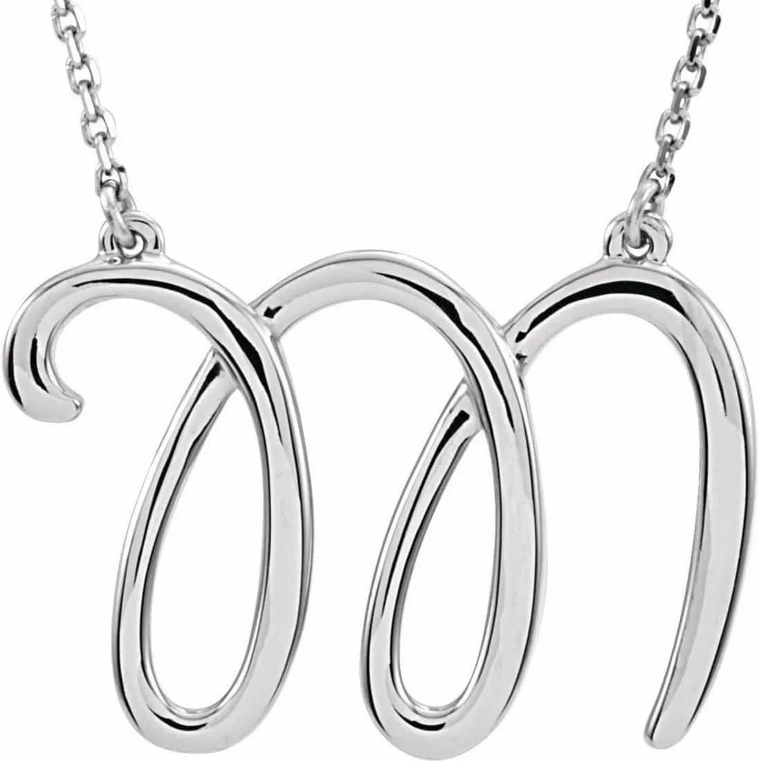 JewelryWeb 925 Sterling Silver Fashion Script Letter Name Personalized Monogram Initial Necklace 16 Inch Pendant-Necklace for Women in Choice of Initials