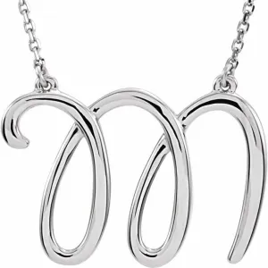 JewelryWeb 925 Sterling Silver Fashion Script Letter Name Personalized Monogram Initial Necklace 16 Inch Pendant-Necklace for Women in Choice of Initials