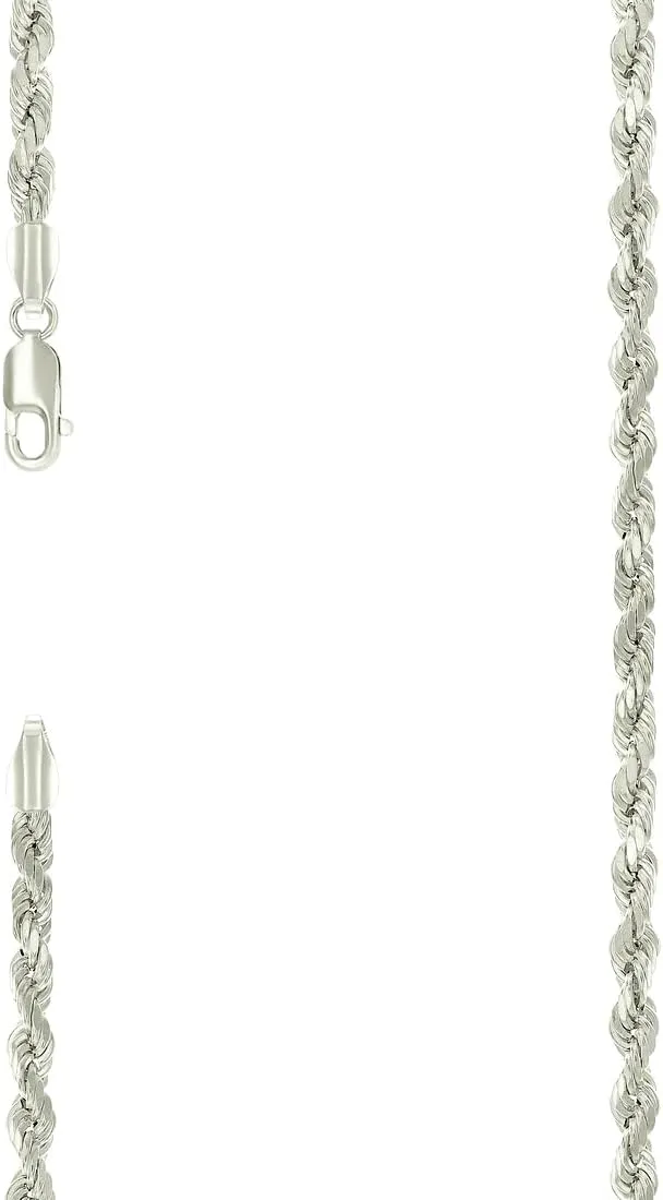 JewelryWeb 925 Sterling Silver Hollow Rope Chain-Silver 4mm Anklet-Anklet for Women and Men