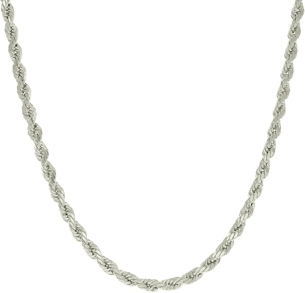 JewelryWeb 925 Sterling Silver Hollow Rope Chain-Silver 4mm Anklet-Anklet for Women and Men