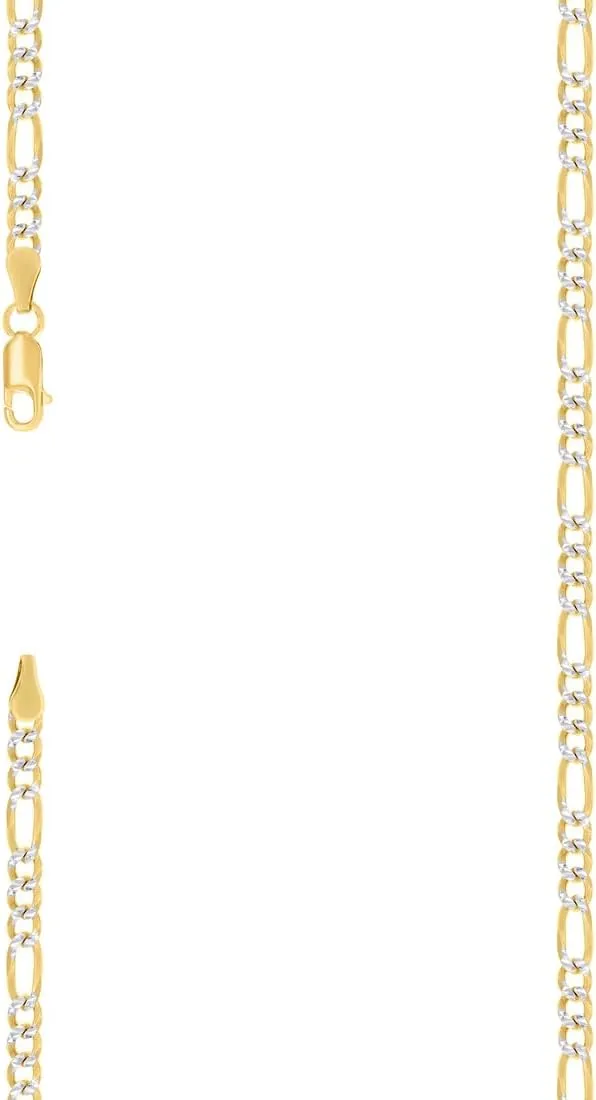 JewelryWeb 925 Sterling Silver Pave Super Flat Figaro Chain Two Tone 3.6mm Anklet-Anklet for Women and Men