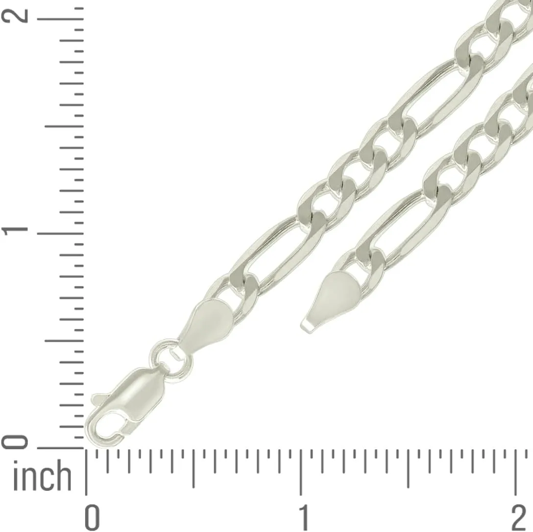 JewelryWeb 925 Sterling Silver Solid Classic Figaro-Silver Plated 6.0mm Anklet-Anklet for Women