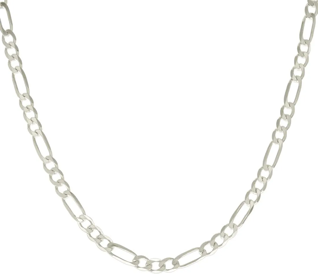 JewelryWeb 925 Sterling Silver Solid Classic Figaro-Silver Plated 6.0mm Anklet-Anklet for Women