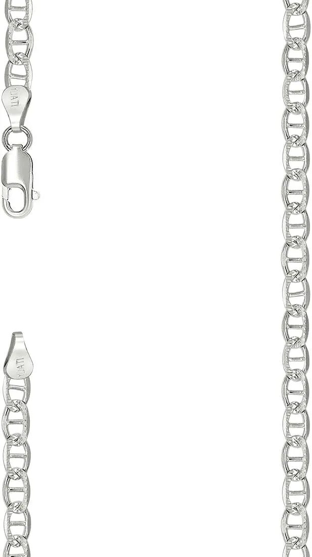 JewelryWeb 925 Sterling Silver Solid Classic Mariner Chain-Silver 3mm Anklet 9 Inch-Anklet for Women and Men