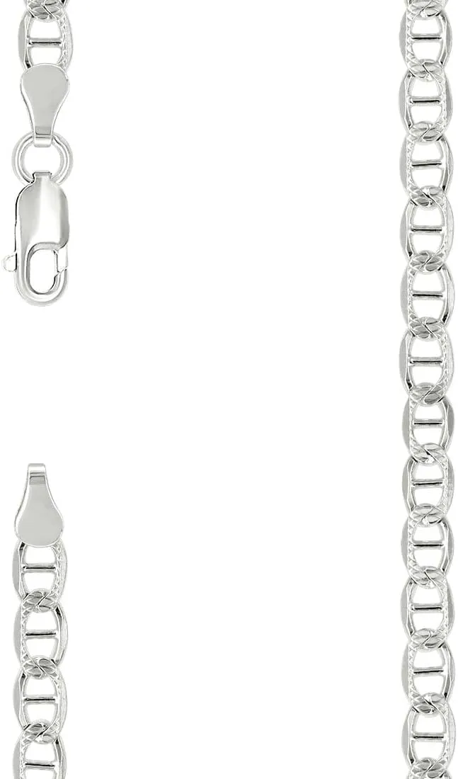 JewelryWeb 925 Sterling Silver Solid Classic Mariner Chain-Silver 4mm Anklet 9 Inch-Anklet for Women and Men