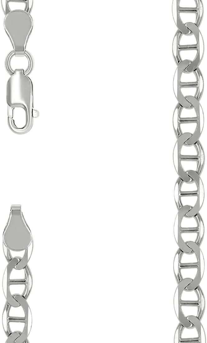 JewelryWeb 925 Sterling Silver Solid Classic Mariner Chain-Silver 5mm Anklet 9 Inch-Anklet for Women and Men