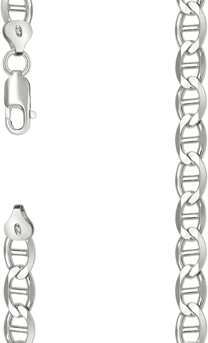 JewelryWeb 925 Sterling Silver Solid Classic Mariner Chain-Silver 7mm Anklet 9 Inch-Anklet for Women and Men