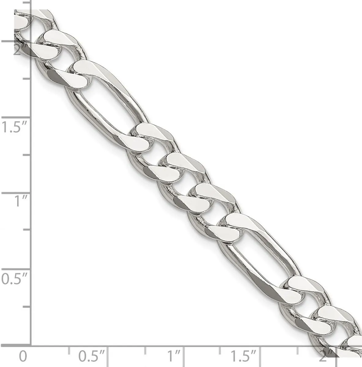 JewelryWeb 925 Sterling Silver Solid Polished 7.75mm Figaro Chain Bracelet Lobster Claw Link-Bracelet for Women and Men
