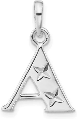 JewelryWeb 925 Sterling Silver Solid Polished Sparkle Cut Letter Name Personalized Monogram Initial Pendant Necklace 22.8x15.3mm Wide-Pendant for Women