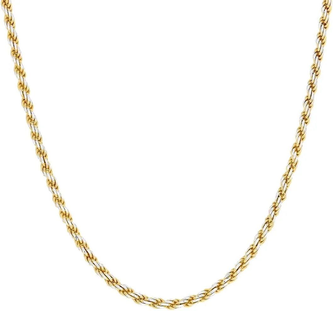 JewelryWeb 925 Sterling Silver Solid Rope Chain Two Tone 2.5mm Anklet-Anklet for Women and Men