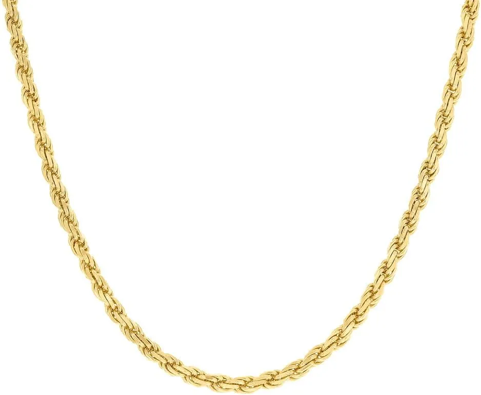 JewelryWeb 925 Sterling Silver Solid Rope Chain Yellow 3mm Anklet-Anklet for Women and Men