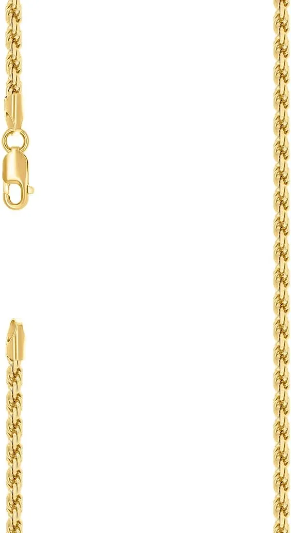 JewelryWeb 925 Sterling Silver Solid Rope Chain Yellow 3mm Anklet-Anklet for Women and Men
