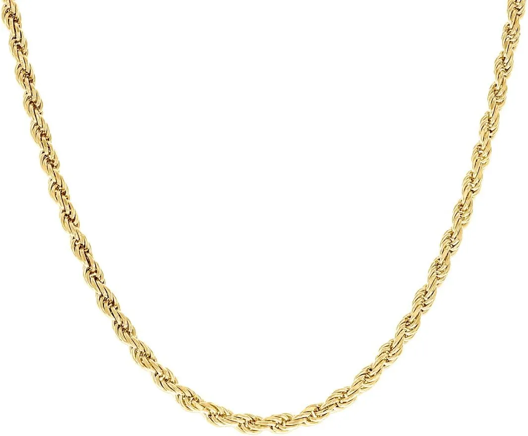 JewelryWeb 925 Sterling Silver Solid Rope Chain Yellow 4.5mm Anklet-Anklet for Women and Men