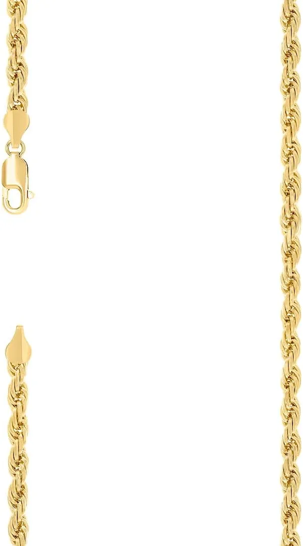JewelryWeb 925 Sterling Silver Solid Rope Chain Yellow 4.5mm Anklet-Anklet for Women and Men