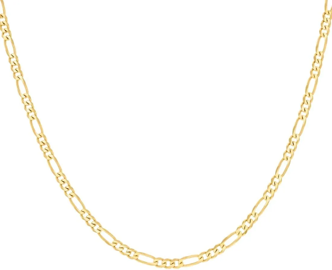 JewelryWeb 925 Sterling Silver Super Flat Figaro Chain Gold Plated 3.9mm Anklet-Anklet for Women and Men