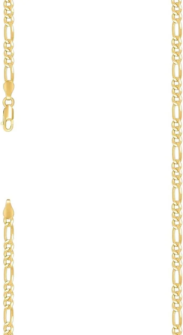 JewelryWeb 925 Sterling Silver Super Flat Figaro Chain Gold Plated 3.9mm Anklet-Anklet for Women and Men
