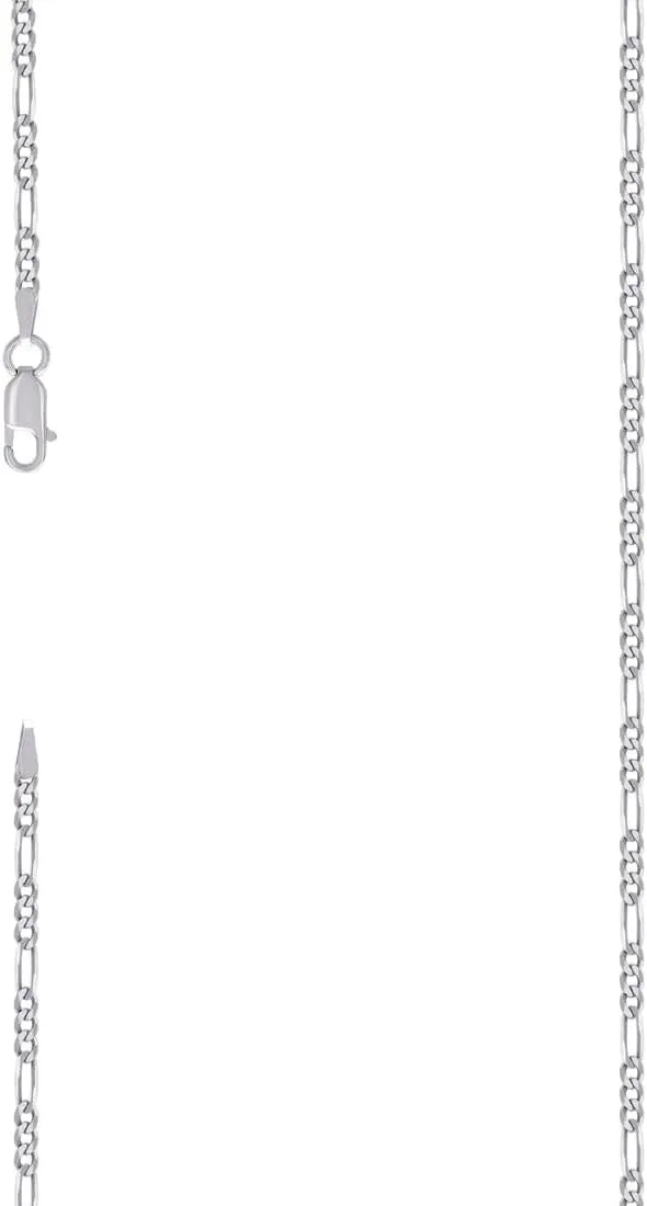 JewelryWeb 925 Sterling Silver Super Flat Figaro Chain Rhodium Plated 2.3mm Anklet-Anklet for Women and Men