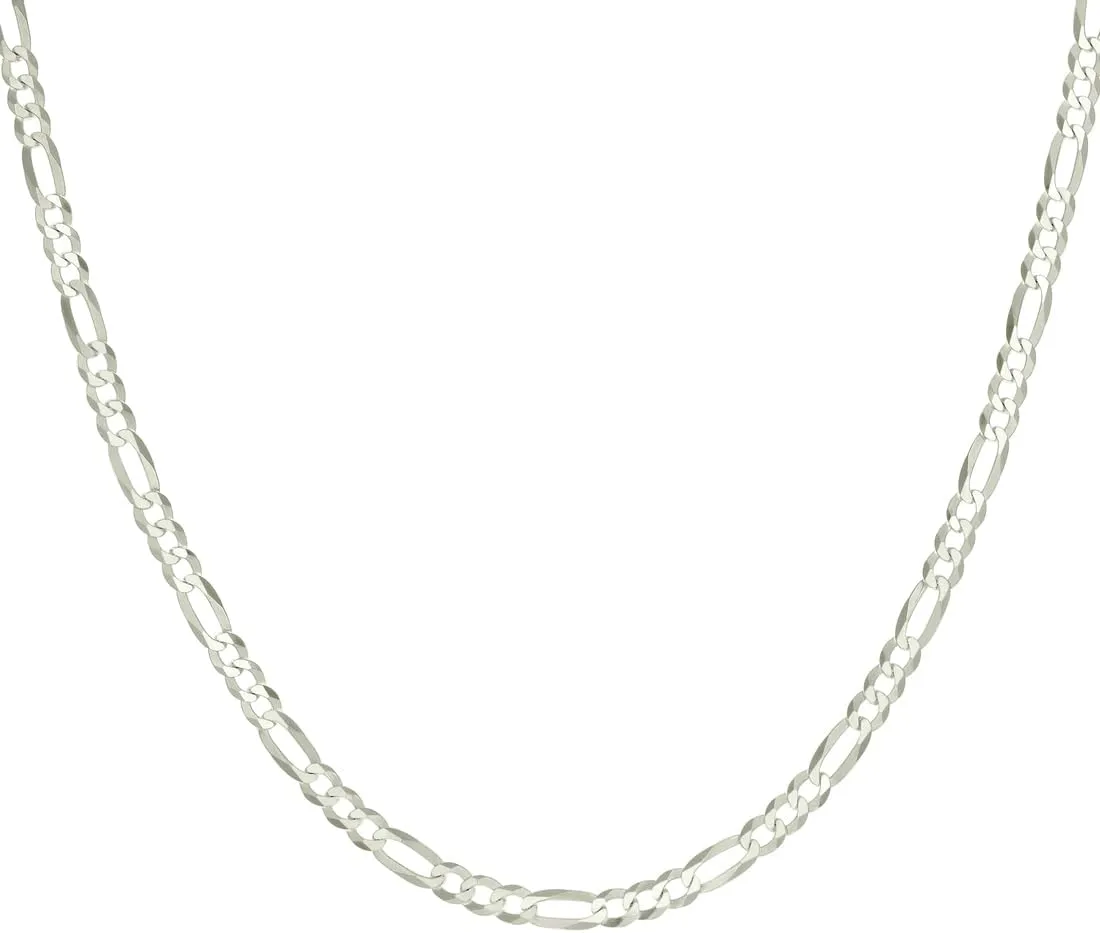 JewelryWeb 925 Sterling Silver Super Flat Figaro Chain-Silver Plated 4.9mm Anklet-Anklet for Women and Men