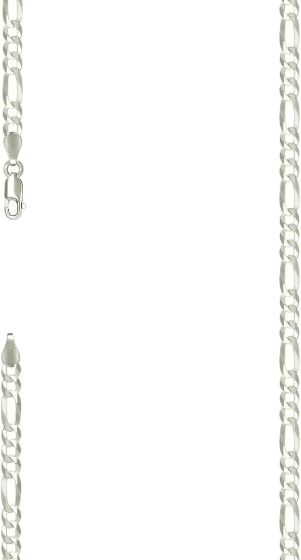 JewelryWeb 925 Sterling Silver Super Flat Figaro Chain-Silver Plated 4.9mm Anklet-Anklet for Women and Men