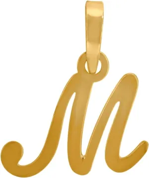 JewelryWeb 925 Sterling Silver Yellow tone Unisex Cursive Letter Name Personalized Monogram Initial Alphabet M Charm Pendant Necklace 16.7x14.2mm Wide-Pendant for Women