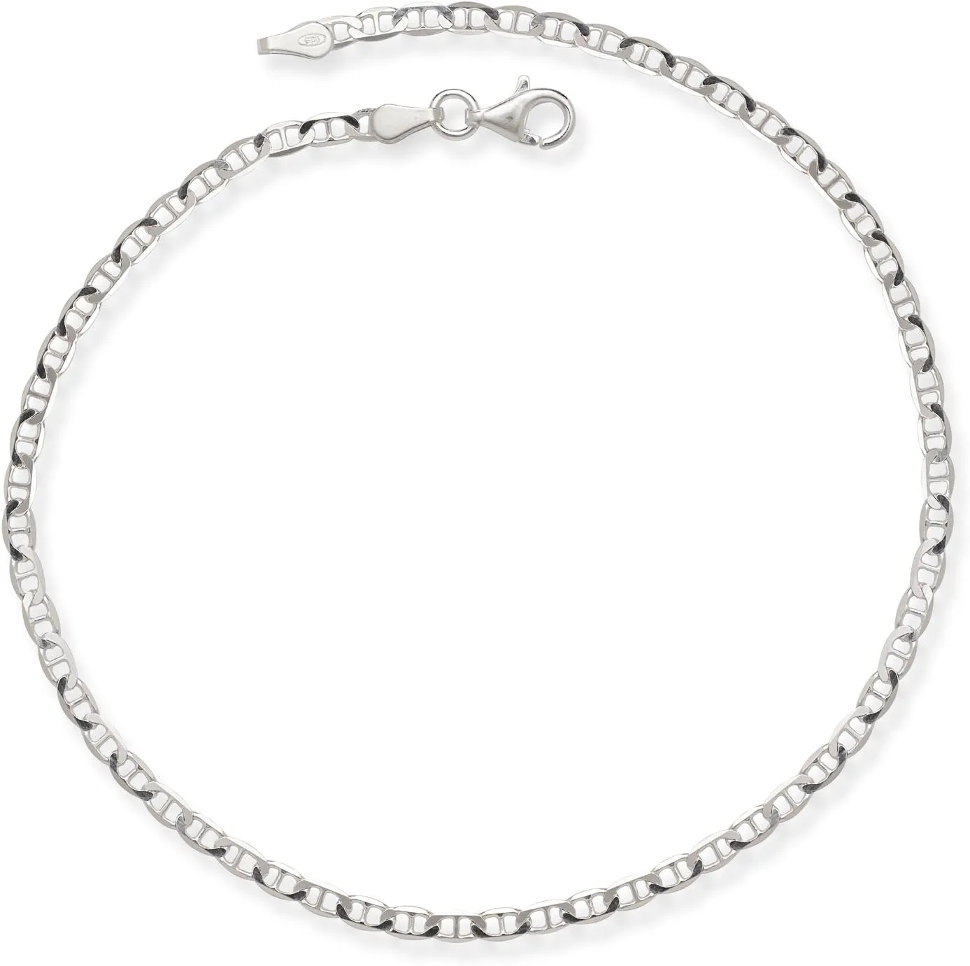 JewelryWeb Sterling Silver 10-inch 2.9 mm Mariner Link Anklet