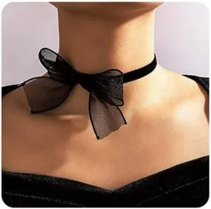 JUMWRIT Lace Big Bow Choker Necklaces Sexy Gothic Style Adjustable Necklaces for Women Girls