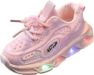 Kids Light-Up Flashing Sneaker Athletic Running Shoes with Strap, Fashionable and Fun for Boys Girls Hot Dress Toddler
