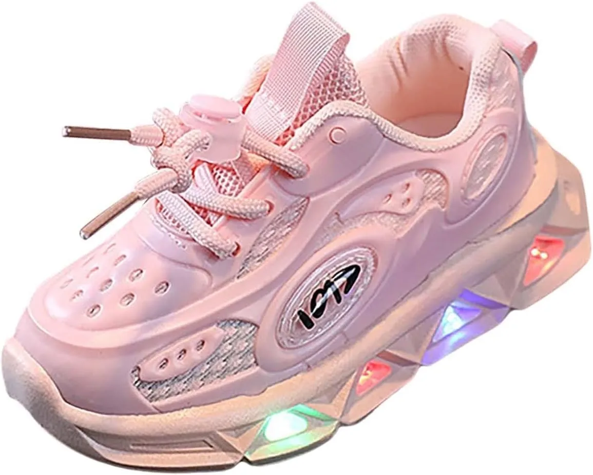 Kids Light-Up Flashing Sneaker Athletic Running Shoes with Strap, Fashionable and Fun for Boys Girls Hot Dress Toddler