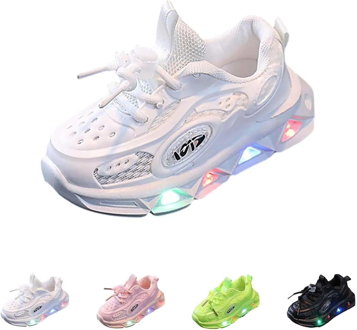 Kids Light-Up Flashing Sneaker Athletic Running Shoes with Strap, Fashionable Fun Sport Shoes for Boy Girl Toddler