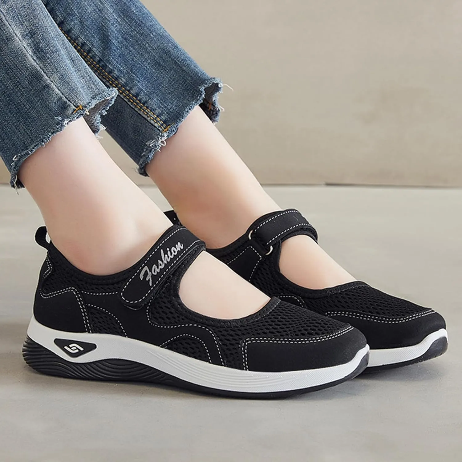 Kubbon Womens Walking Sneakers Woven Orthopedic Breathable Soft Shoes Non-Slip Adjustable Breathable Lightweight Shoes Diabetic-Friendly Wedge Sneaker with Arch Support