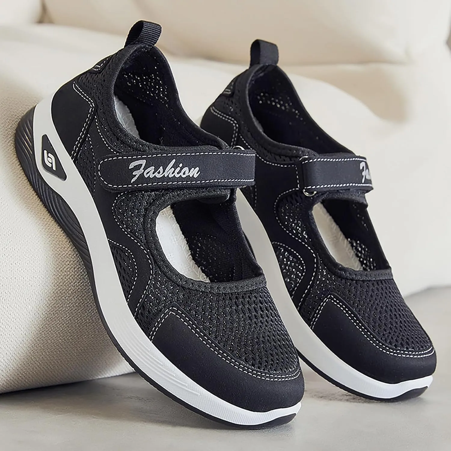 Kubbon Womens Walking Sneakers Woven Orthopedic Breathable Soft Shoes Non-Slip Adjustable Breathable Lightweight Shoes Diabetic-Friendly Wedge Sneaker with Arch Support