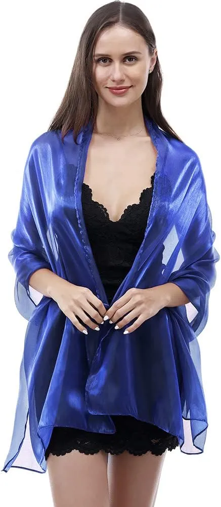 Ladiery Silky Shawls and Wraps for Evening Dresses: Women Sheer Soft Bridesmaid Wedding Formal Party Organza Shawl