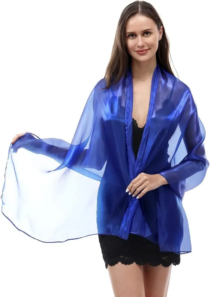 Ladiery Silky Shawls and Wraps for Evening Dresses: Women Sheer Soft Bridesmaid Wedding Formal Party Organza Shawl