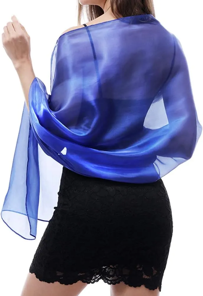 Ladiery Silky Shawls and Wraps for Evening Dresses: Women Sheer Soft Bridesmaid Wedding Formal Party Organza Shawl