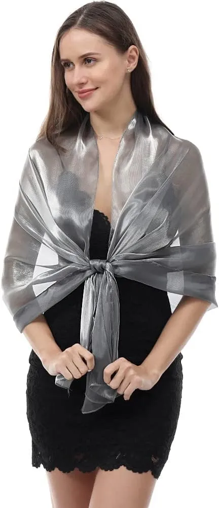 Ladiery Silky Shawls and Wraps for Evening Dresses: Women Sheer Soft Bridesmaid Wedding Formal Party Organza Shawl