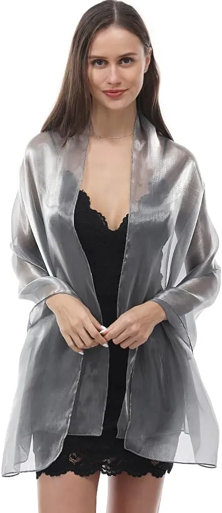 Ladiery Silky Shawls and Wraps for Evening Dresses: Women Sheer Soft Bridesmaid Wedding Formal Party Organza Shawl