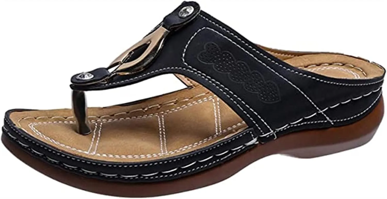 Ladmiple Comfortable Orthopedic Sandals For Women Dressy Summer Arch Support Orthotic Slides Flip Flops Soft Beach Shoes