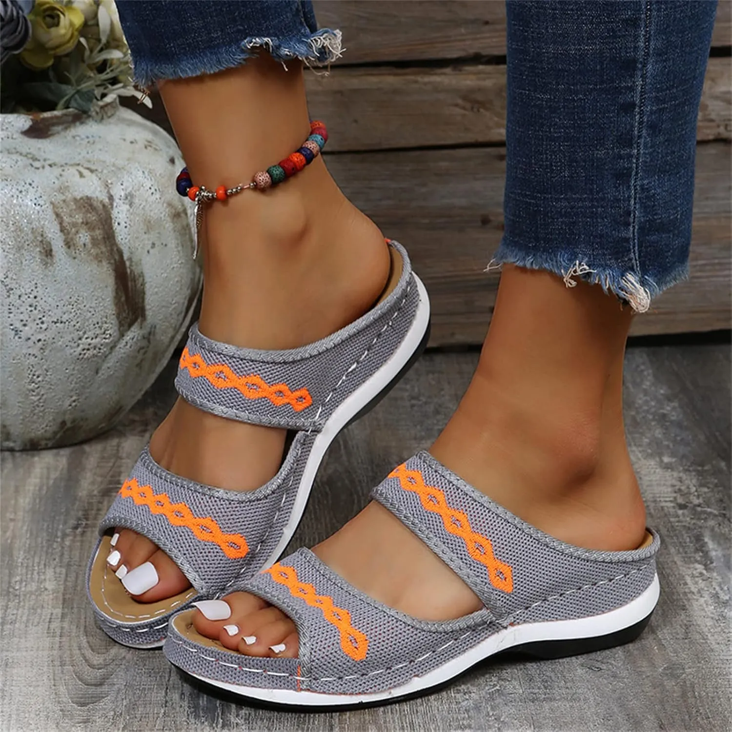 Ladmiple Dress Sandals For Women Orthotic Dressy Summer Arch Support Orthopedic Flip Flops Slides for Plantar Fasciitis