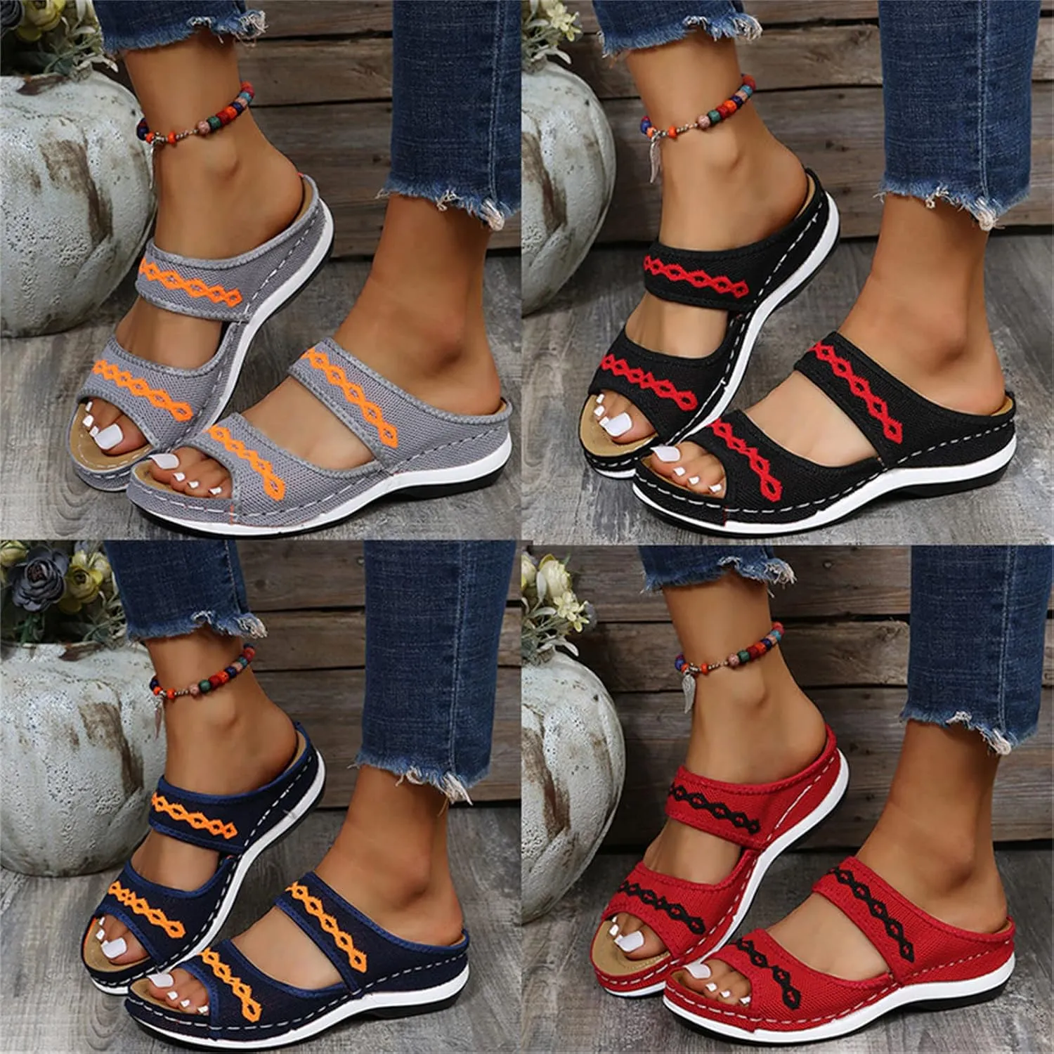 Ladmiple Dress Sandals For Women Orthotic Dressy Summer Arch Support Orthopedic Flip Flops Slides for Plantar Fasciitis