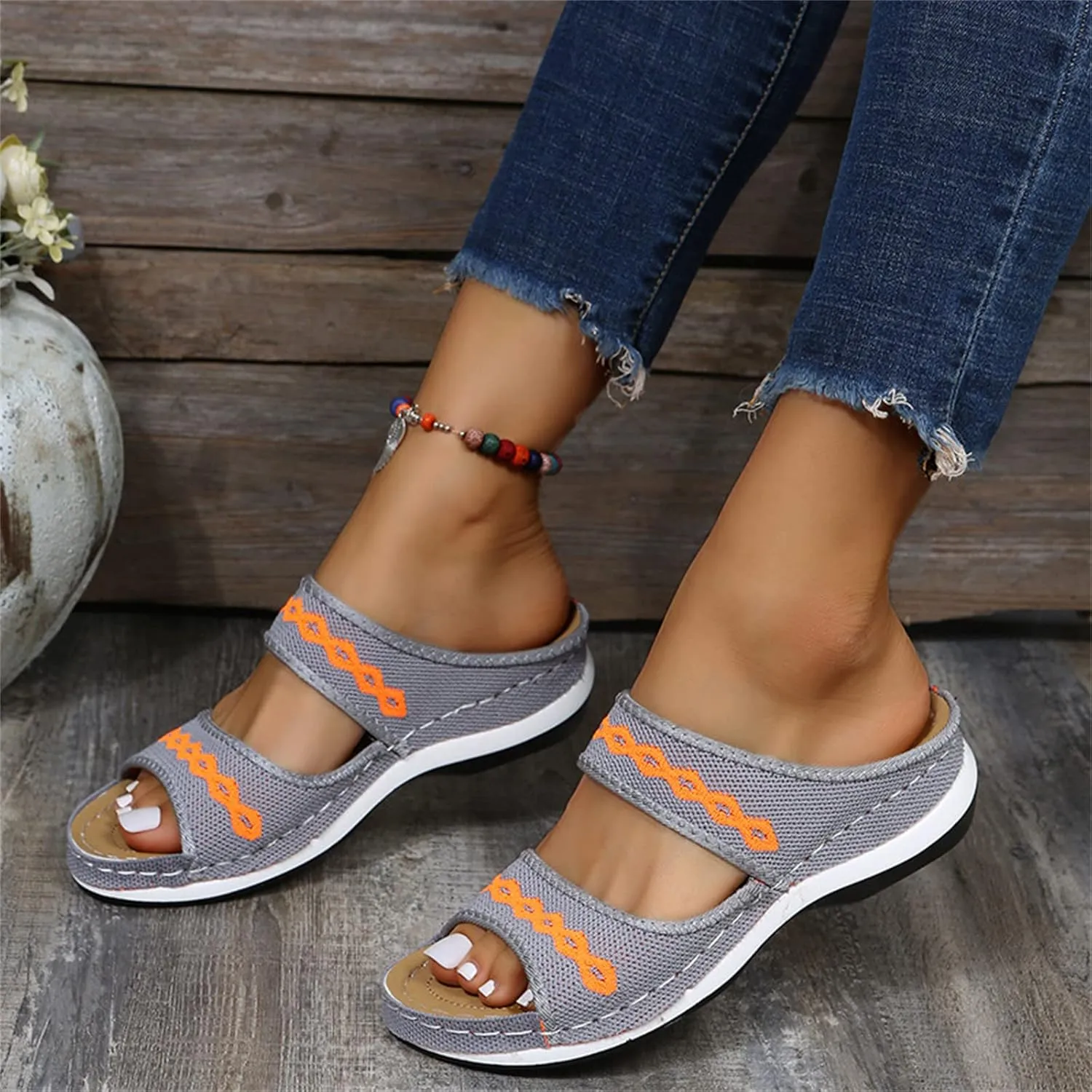Ladmiple Dress Sandals For Women Orthotic Dressy Summer Arch Support Orthopedic Flip Flops Slides for Plantar Fasciitis