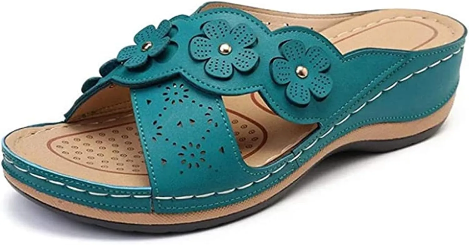 Ladmiple Orthopedic Sandals For Women Plantar Fasciitis Arch Heel Support Orthotic Flips Flops Comfortable Flat feet Slides