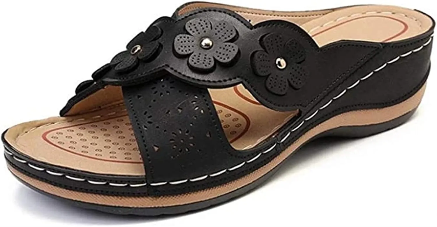 Ladmiple Orthopedic Sandals For Women Plantar Fasciitis Arch Heel Support Orthotic Flips Flops Comfortable Flat feet Slides