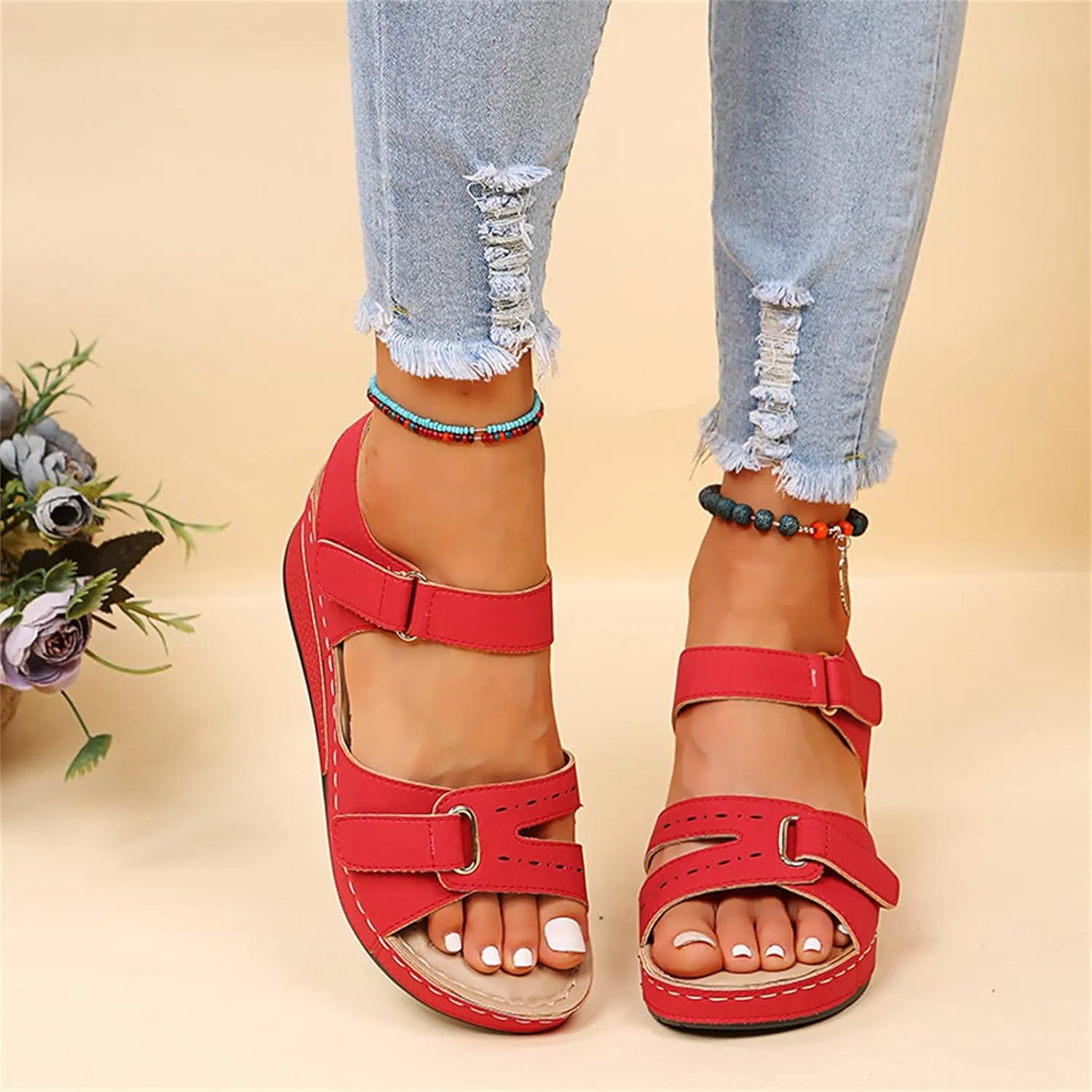 Ladmiple Orthopedic Sandals For Women Wide Width Comfortable Flip Flops with Arch Support Dressy Summer Orthotic Slides