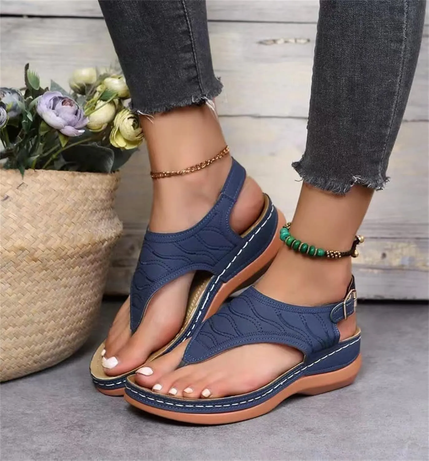 Ladmiple Orthotic Sandals For Women Plantar Fasciitis Arch Support Orthopedic Flip Flops Dressy Summer Comfortable Slides